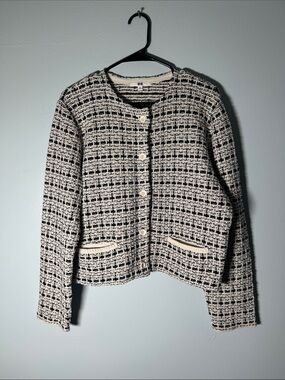 Uniqlo Classic Black & White Tweed Jacket - Women's Button Front